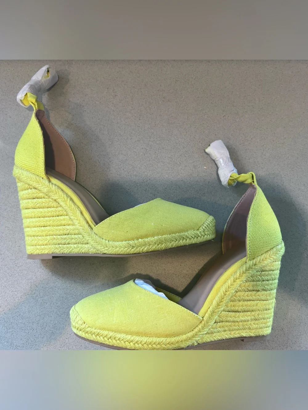 Espadrille Wedge Heels Ankle Ribbon Wrap  Jenala Sz 9 1/2